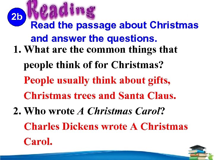 2 b Read the passage about Christmas and answer the questions. 1. What are