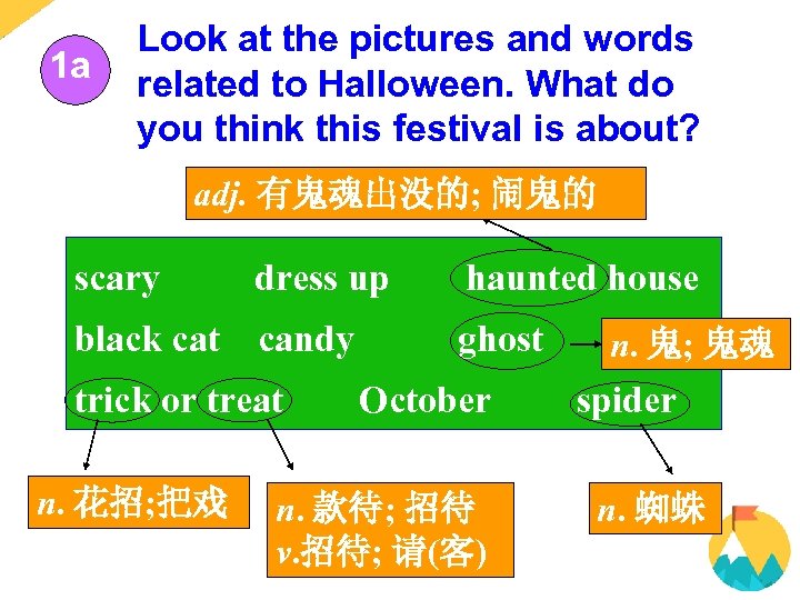 1 a Look at the pictures and words related to Halloween. What do you