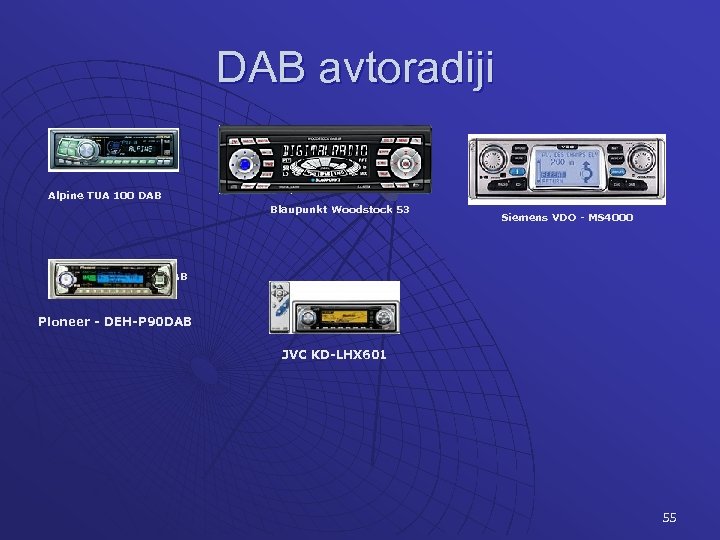 DAB avtoradiji Alpine TUA 100 DAB Blaupunkt Woodstock 53 Siemens VDO - MS 4000