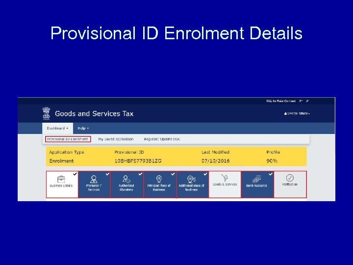 Provisional ID Enrolment Details 