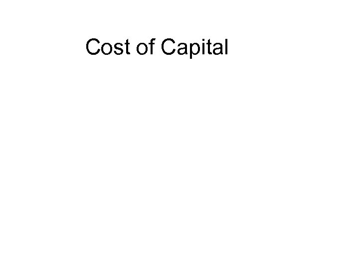 Cost of Capital 