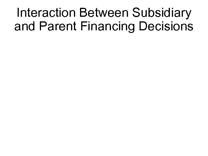Interaction Between Subsidiary and Parent Financing Decisions 