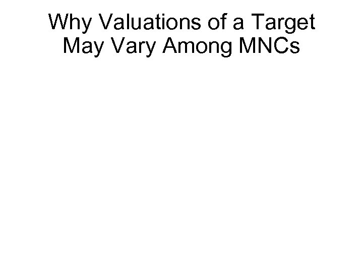 Why Valuations of a Target May Vary Among MNCs 