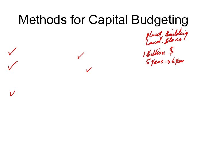 Methods for Capital Budgeting 