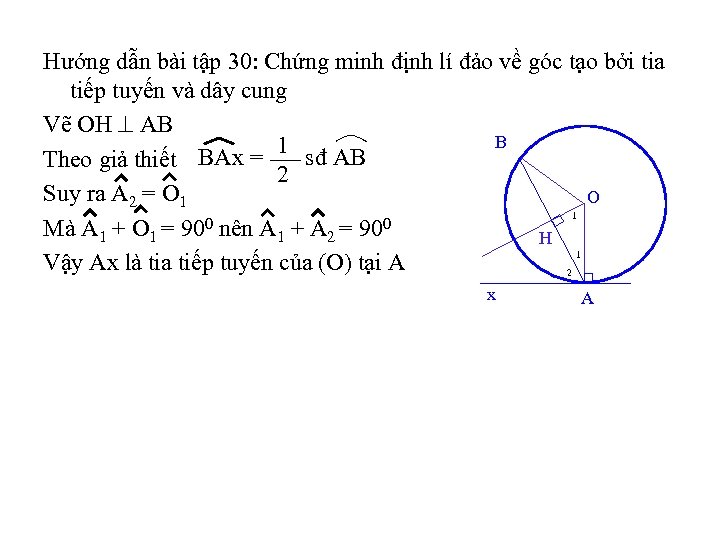 Hướng dẫn bài tập 30: Chứng minh định lí đảo về góc tạo bởi
