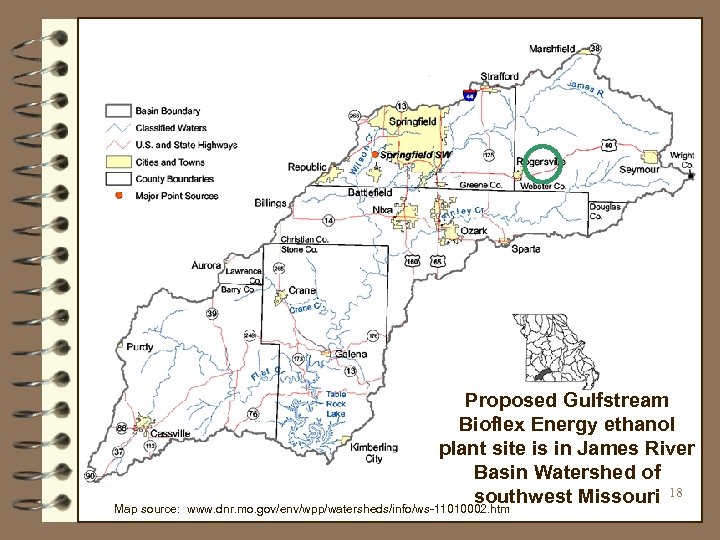 Proposed Gulfstream Bioflex Energy ethanol plant site is in James River Basin Watershed of