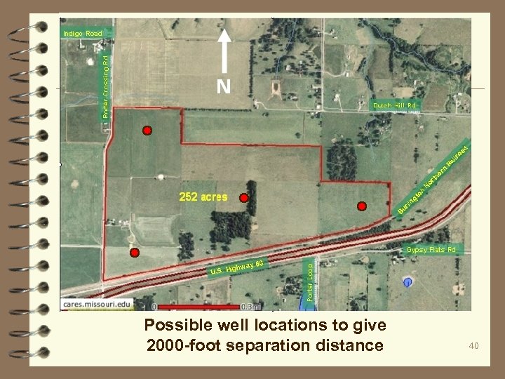 Possible well locations to give 2000 -foot separation distance 40 