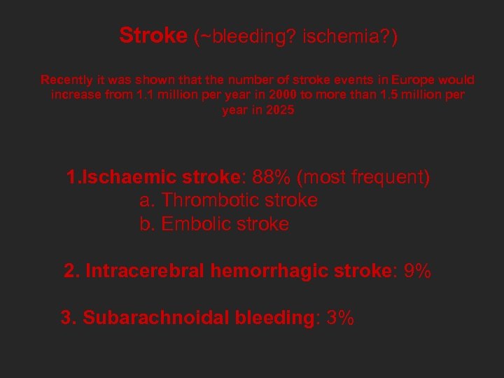 Stroke (~bleeding? ischemia? ) Recently it was shown that the number of stroke events