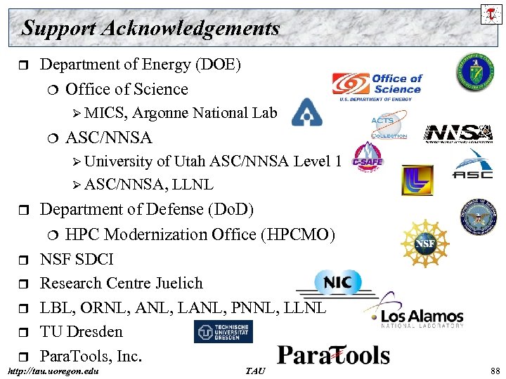 Support Acknowledgements Department of Energy (DOE) Office of Science Ø MICS, Argonne National Lab