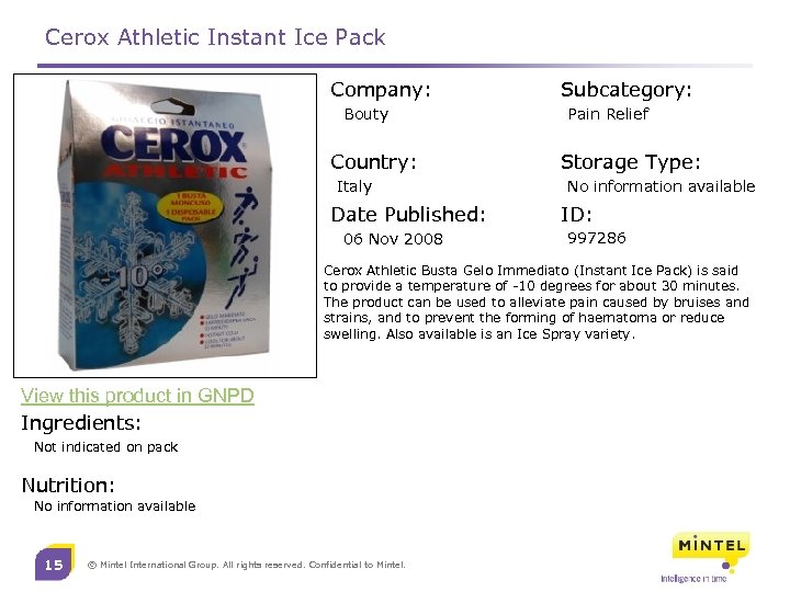 Cerox Athletic Instant Ice Pack Company: Bouty Country: Italy Date Published: 06 Nov 2008