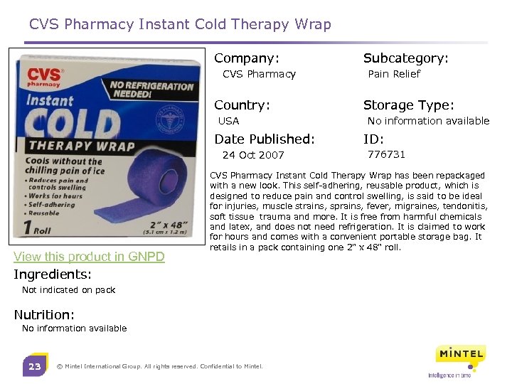 CVS Pharmacy Instant Cold Therapy Wrap Company: CVS Pharmacy Country: USA Date Published: 24