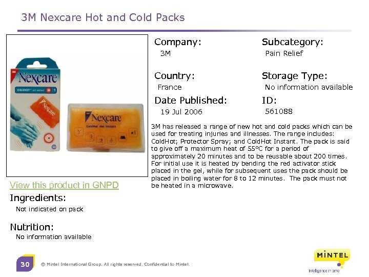 3 M Nexcare Hot and Cold Packs Company: 3 M Country: France Date Published: