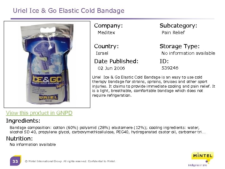 Uriel Ice & Go Elastic Cold Bandage Company: Meditex Country: Israel Date Published: 02