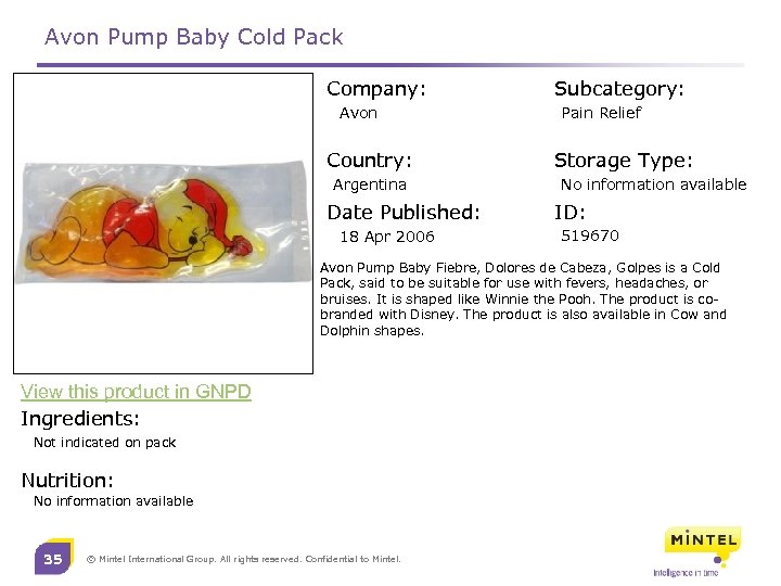 Avon Pump Baby Cold Pack Company: Avon Country: Argentina Date Published: 18 Apr 2006
