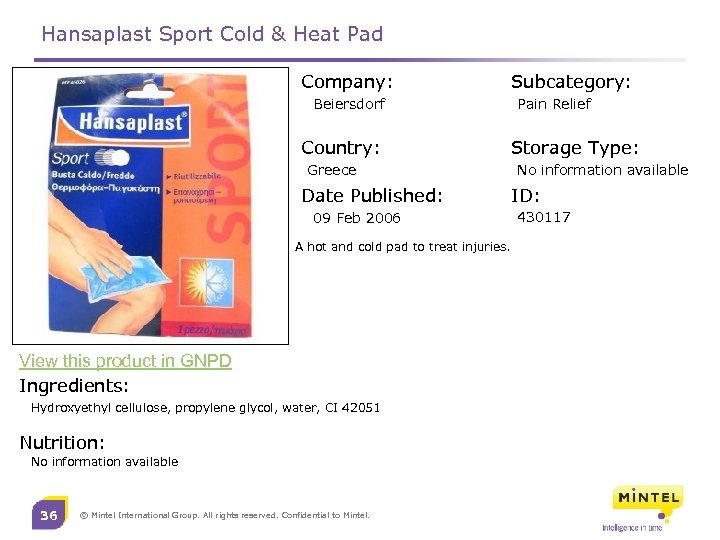 Hansaplast Sport Cold & Heat Pad Company: Beiersdorf Country: Greece Date Published: 09 Feb