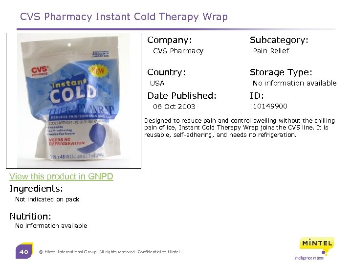 CVS Pharmacy Instant Cold Therapy Wrap Company: CVS Pharmacy Country: USA Date Published: 06