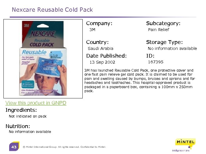 Nexcare Reusable Cold Pack Company: 3 M Country: Saudi Arabia Date Published: 13 Sep