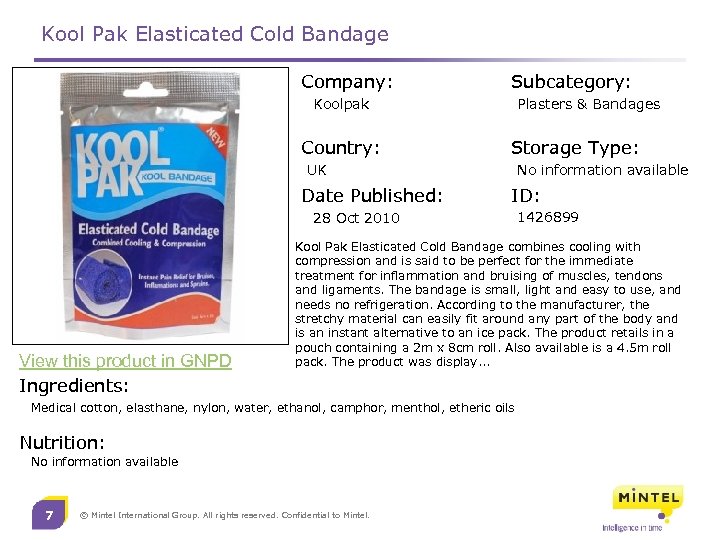 Kool Pak Elasticated Cold Bandage Company: Subcategory: Koolpak Country: Plasters & Bandages Storage Type: