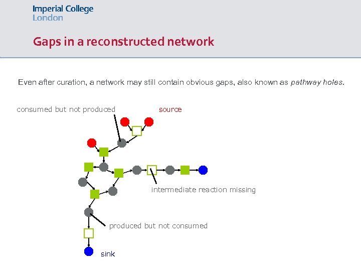 Gaps in a reconstructed network Even after curation, a network may still contain obvious
