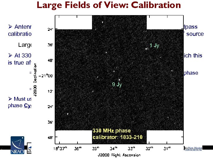 Large Fields of View: Calibration Ø Antenna gain (phase and amplitude) and to a