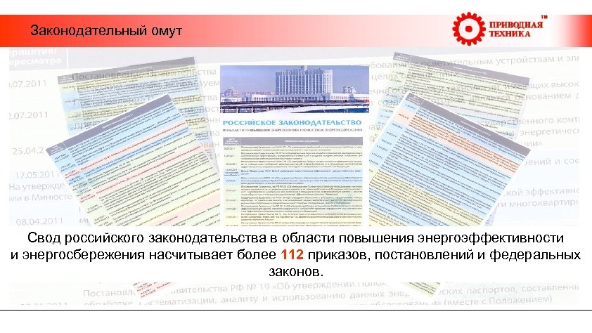  Законодательный омут 6 Свод российского законодательства в области повышения энергоэффективности и энергосбережения насчитывает