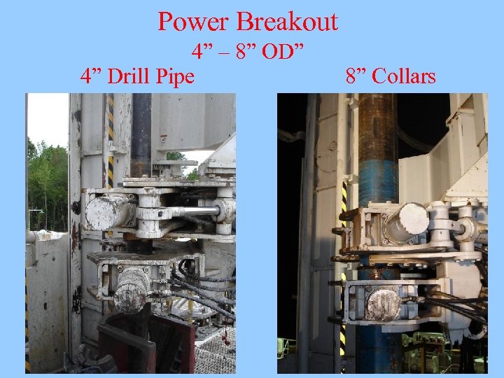 Power Breakout 4” – 8” OD” 4” Drill Pipe 8” Collars 