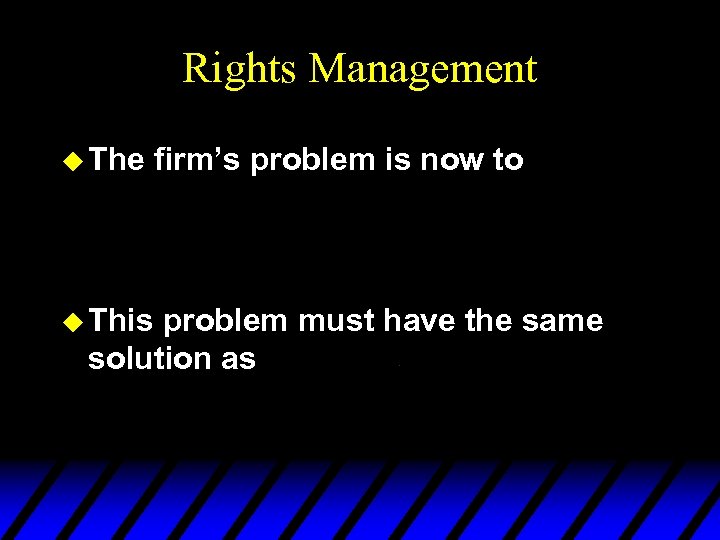 Rights Management u The u This firm’s problem is now to problem must have