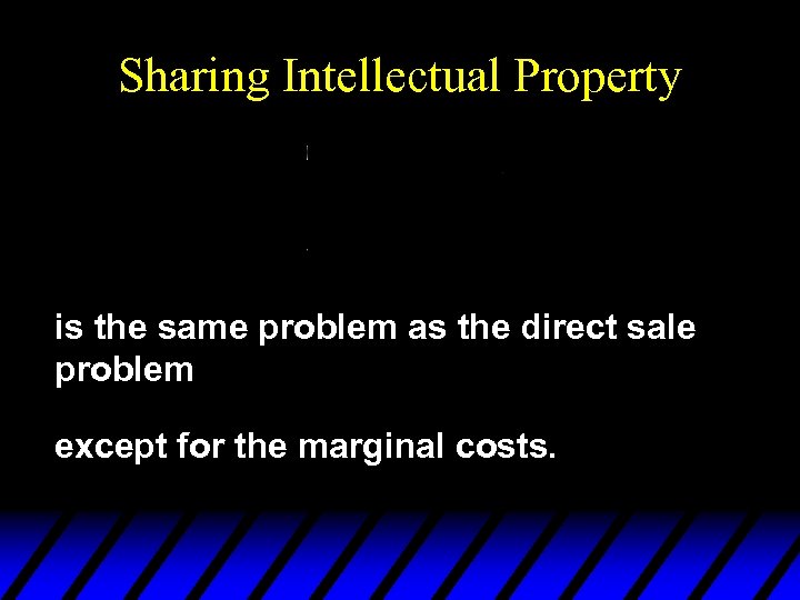 Sharing Intellectual Property is the same problem as the direct sale problem except for