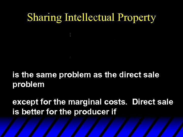 Sharing Intellectual Property is the same problem as the direct sale problem except for