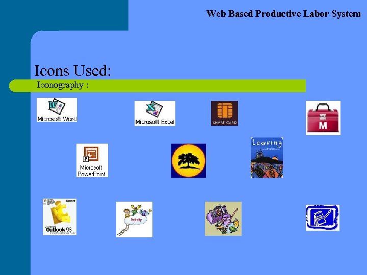 Web Based Productive Labor System Icons Used: Iconography : 