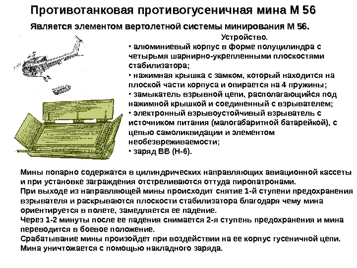 Противотанковая противогусеничная мина М 56 Мины попарно содержатся в цилиндрических направляющих авиационной кассеты и