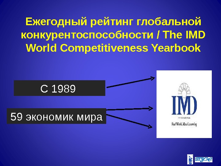 Ежегодный рейтинг глобальной конкурентоспособности / The IMD World Competitiveness Yearbook С 1989 59 экономик