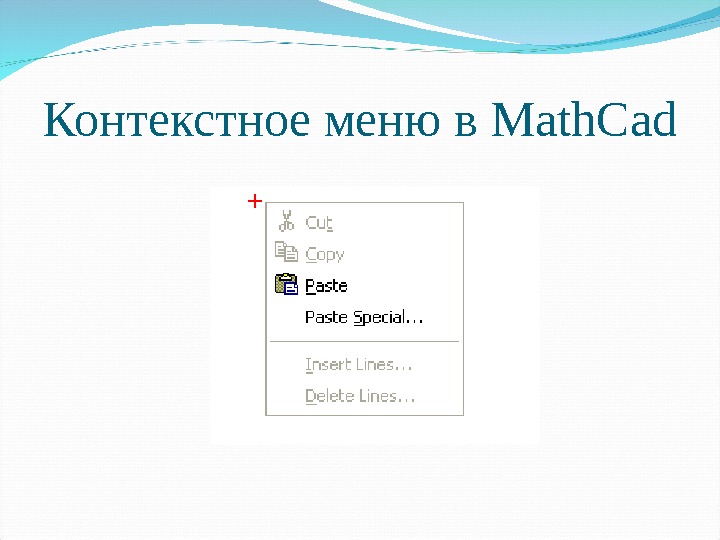 Контекстное меню в Math. Cad 