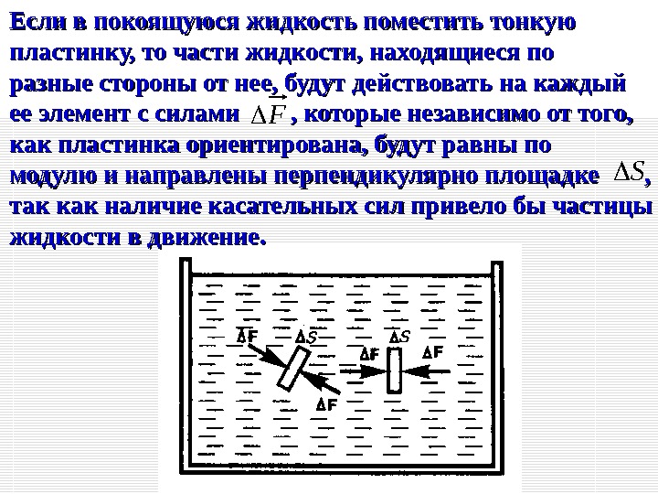 Какие силы действуют в покоящейся жидкости