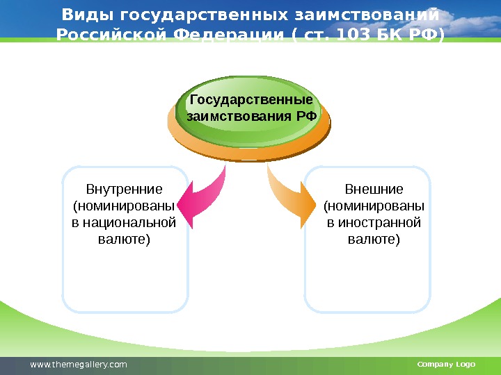 www. themegallery. com Company Logo. Виды государственных заимствований Российской Федерации ( ст. 103 БК
