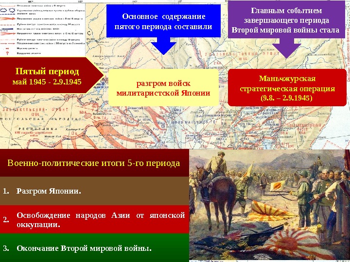 Пятый период май 1945 - 2. 9. 1945 Основное содержание пятого периода составили разгром