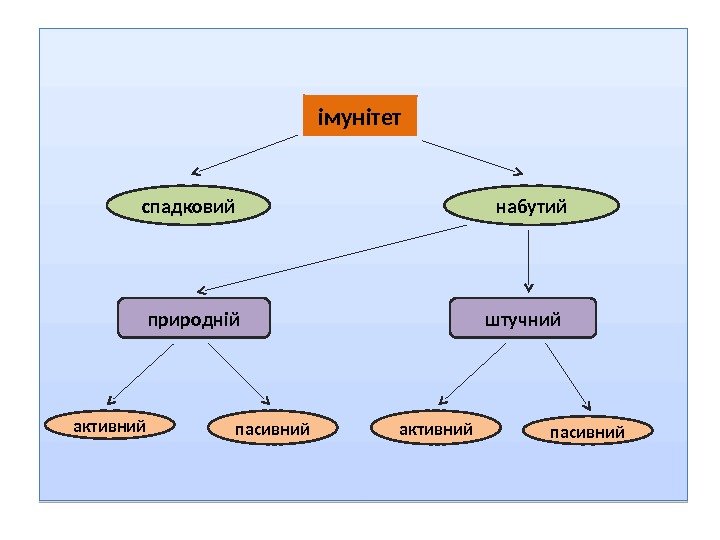 імунітет спадковий набутий природній штучний активний пасивний 