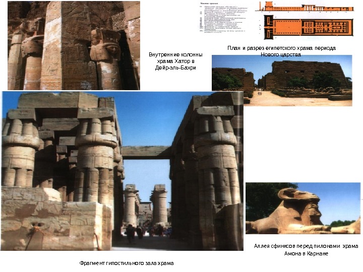 План и разрез египетского храма периода Нового царства Фрагмент гипостильного зала храма Аллея сфинксов