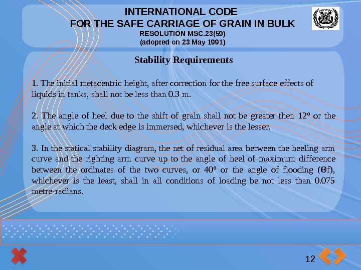 INTERNATIONAL CODE FOR THE SAFE CARRIAGE OF GRAIN IN BULK RESOLUTION MSC. 23(59) (adopted