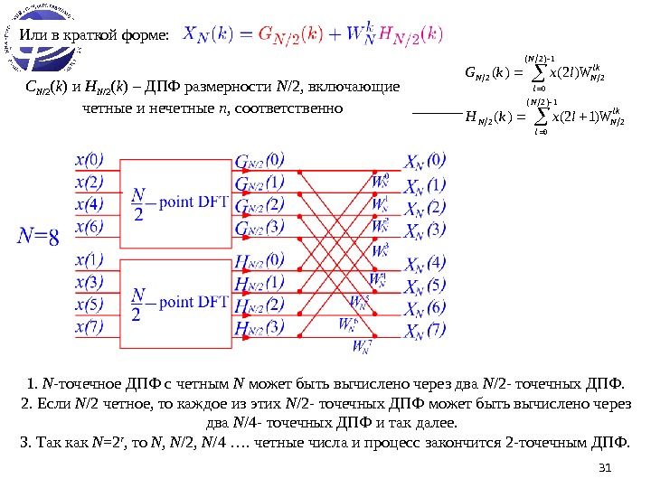 31 Или в краткой форме: C N /2 ( k ) и H N