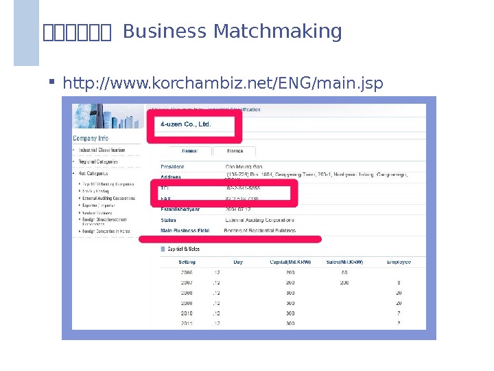  http: //www. korchambiz. net/ENG/main. jsp주주주주주주 Business Matchmaking 