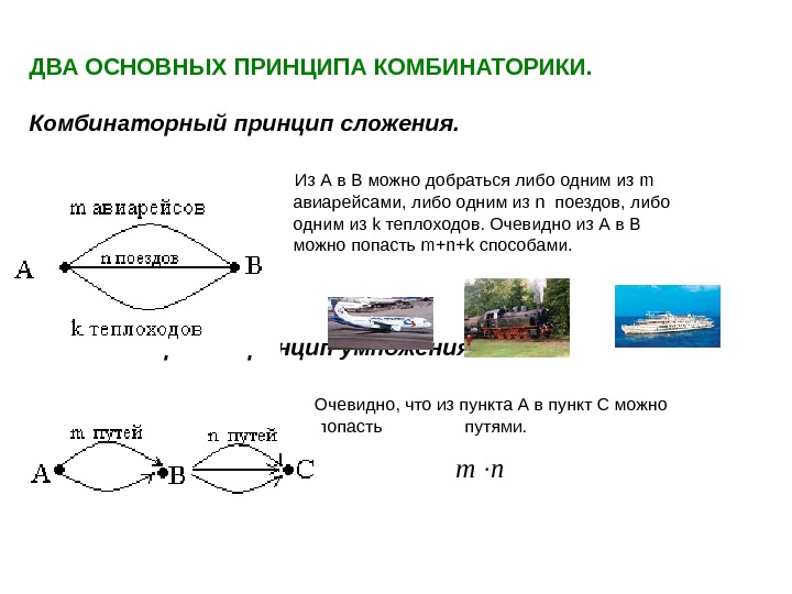   ДВА ОСНОВНЫХ ПРИНЦИПА КОМБИНАТОРИКИ.  Комбинаторный принцип сложения.    Из