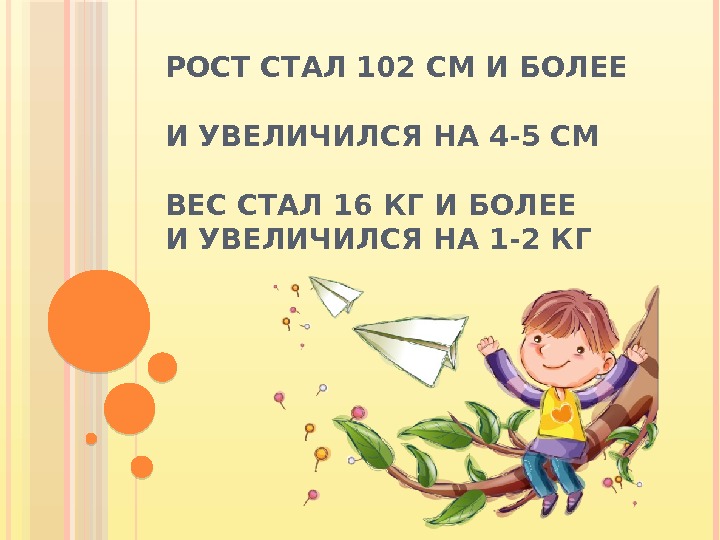 РОСТ СТАЛ 102 СМ И БОЛЕЕ И УВЕЛИЧИЛСЯ НА 4 -5 СМ ВЕС СТАЛ