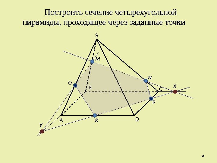 Построить сечение плоскостью проходящей через заданные точки