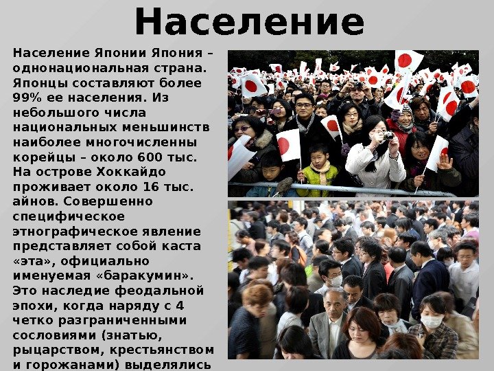 Населения небольшая населения. Население Японии. Население Японии кратко. Население страны Япония. Население Японии презентация.