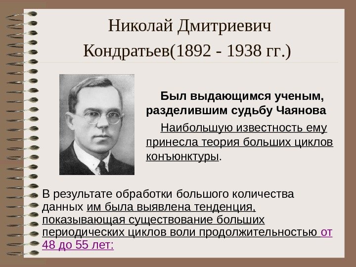   Николай Дмитриевич Кондратьев (1892 - 19 38  гг. )  Б ыл в