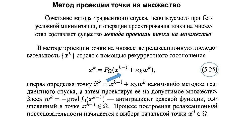 Ли способы. Методы проекции градиента. Сходимость градиентного спуска.