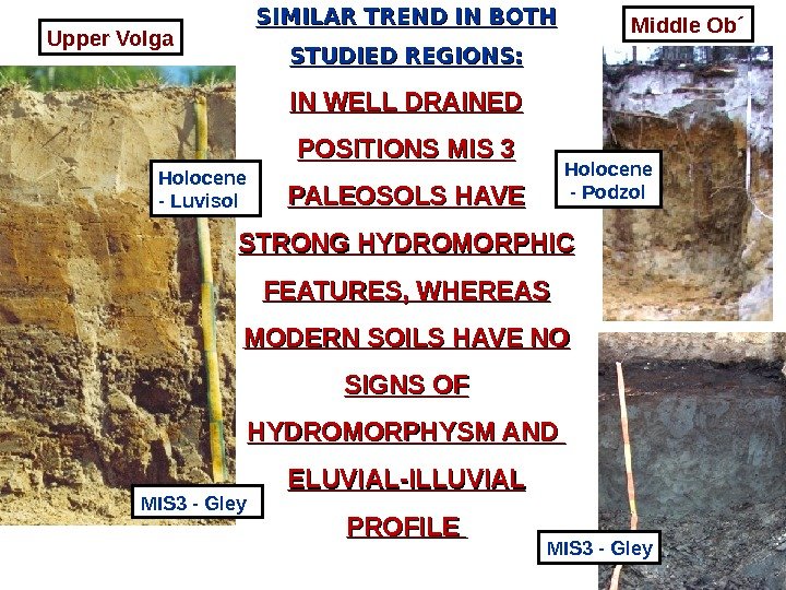 SIMILAR TREND IN BOTH STUDIED REGIONS: IN WELL DRAINED POSITIONS MIS 3 PALEOSOLS HAVE STRONG HYDROMORPHIC