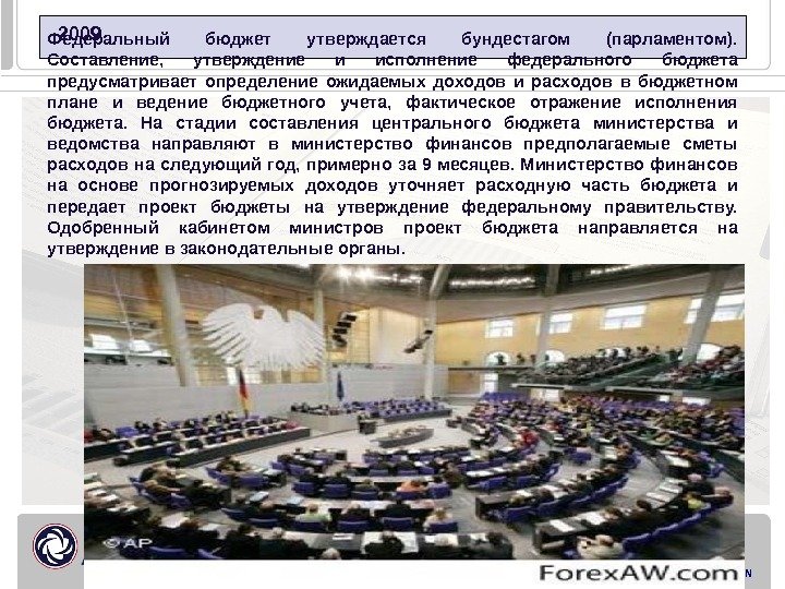 FINANCIAL ACADEMY UNDER THE GOVERNMENT OF THE RUSSIAN FEDERATION  2009 Федеральный бюджет утверждается бундестагом (парламентом).