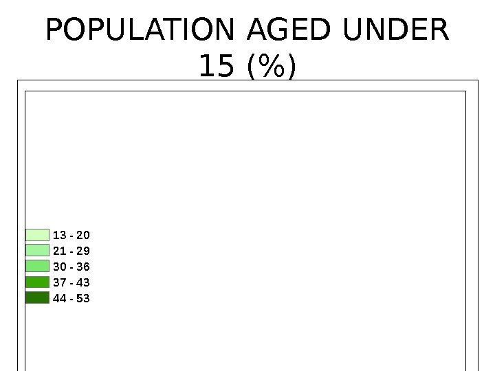 POPULATION AGED UNDER 15 () 13 - 20 21 - 29 30 - 36 37 -